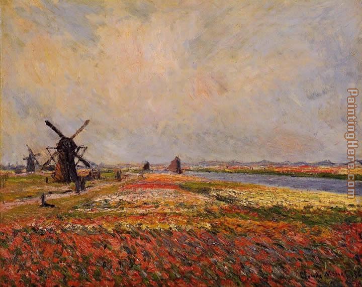 Fields of Flowers and Windmills near Leiden painting - Claude Monet Fields of Flowers and Windmills near Leiden art painting